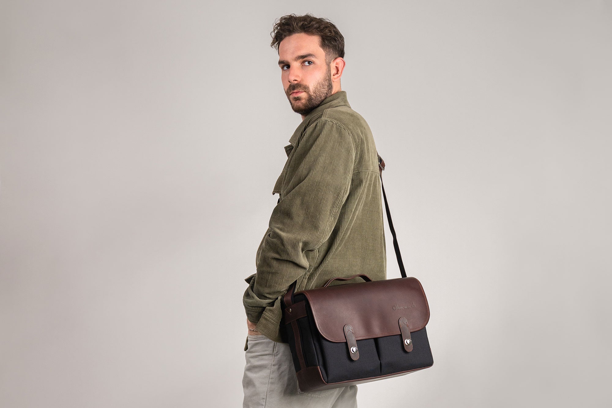 Oberwerth Kameratasche Kameratasche München schwarz/dunkelbraun !Messeware!